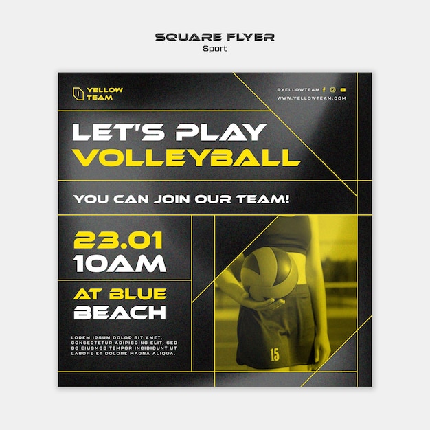 Free PSD geometric sport team square flyer template