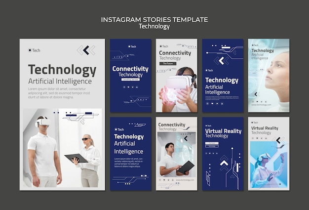 Free PSD geometric technology innovation instagram stories