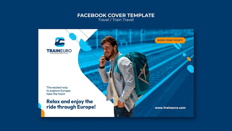 Free PSD geometric traveling facebook cover