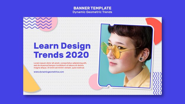 Geometric trends in graphic design banner template with photo