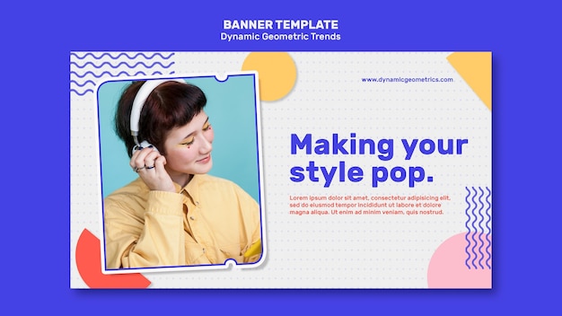 PSD gratuito tendenze geometriche nel banner di design grafico