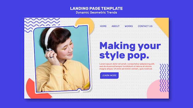 Free PSD geometric trends in graphic design landing page template