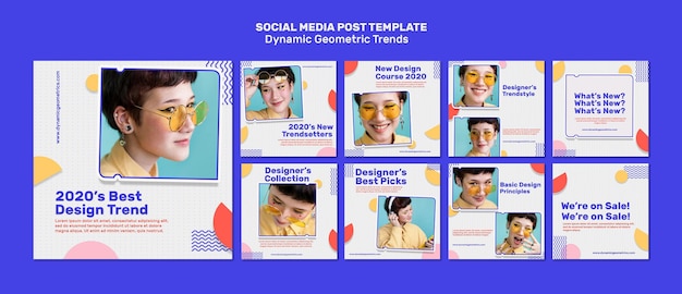 PSD gratuito tendenze geometriche nei post sui social media di design grafico