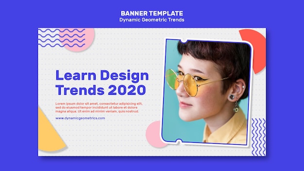 無料PSD 写真付きグラフィックデザインバナーテンプレートの幾何学的トレンド