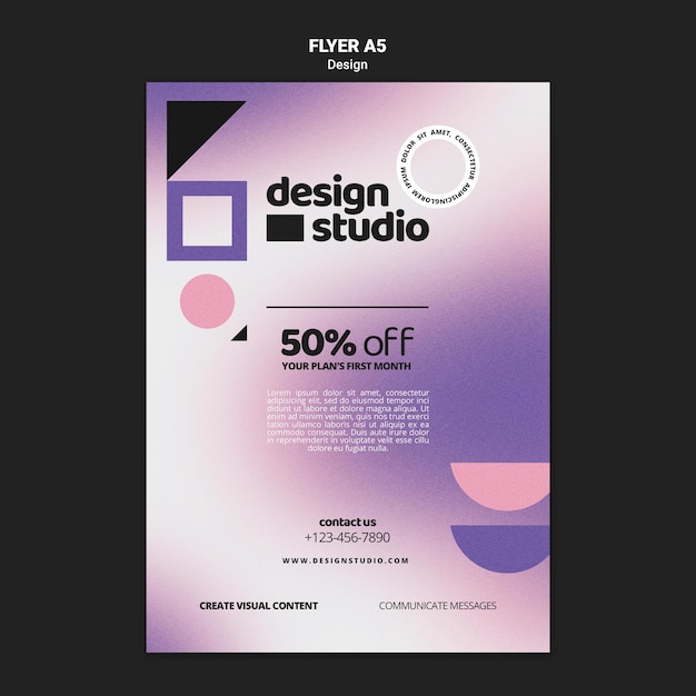 Geometric vertical flyer template for design studio