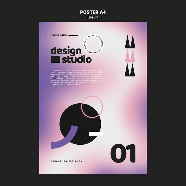 PSD gratuito modello di poster verticale geometrico per studio di design