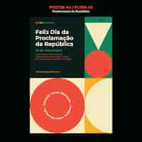 무료 PSD proclamacao da republica 축하를 위한 기하학적 수직 포스터 템플릿