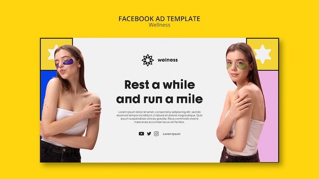 Geometric wellness concept facebook template