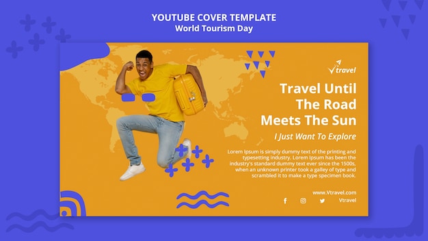 PSD gratuito copertina youtube della giornata mondiale del turismo geometrico