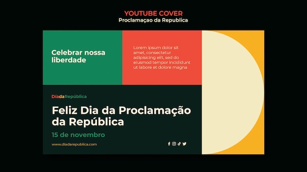 Free PSD geometric youtube cover template for proclamacao da republica celebration