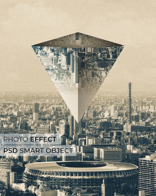 PSD gratuito effetto fotografico di riflessione geometrica