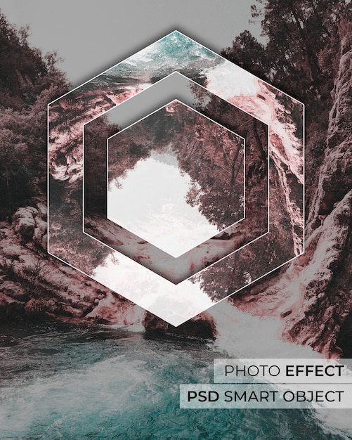 PSD gratuito effetto fotografico di riflessione geometrica