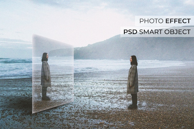 PSD gratuito effetto fotografico di riflessione geometrica