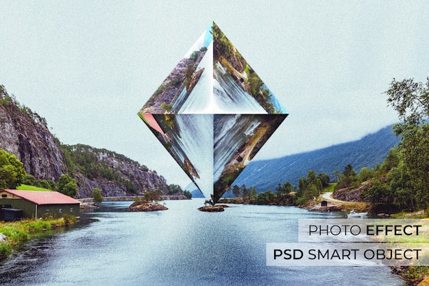 PSD gratuito effetto fotografico di riflessione geometrica