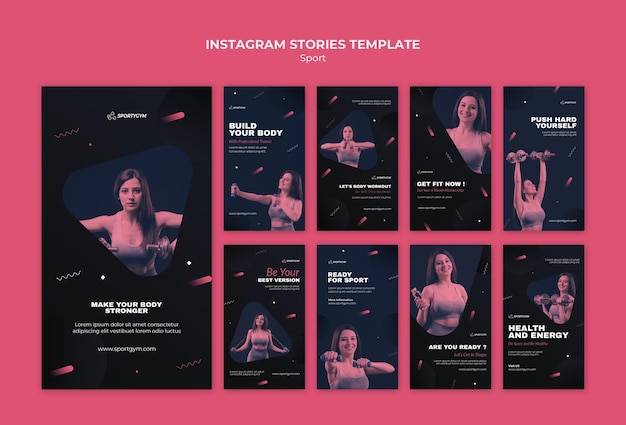 Free PSD get fit concept instagram stories template