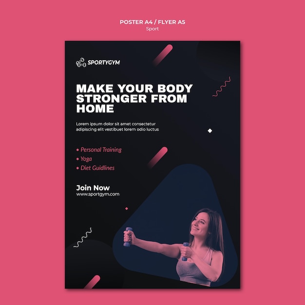 Free PSD get fit concept poster template