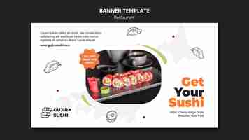 Бесплатный PSD Получите шаблон баннера для суши-ресторана