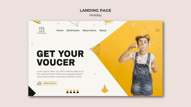 Free PSD get your voucher holiday party landing page