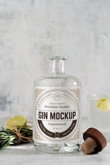 Gin bottlle labeling design mockup