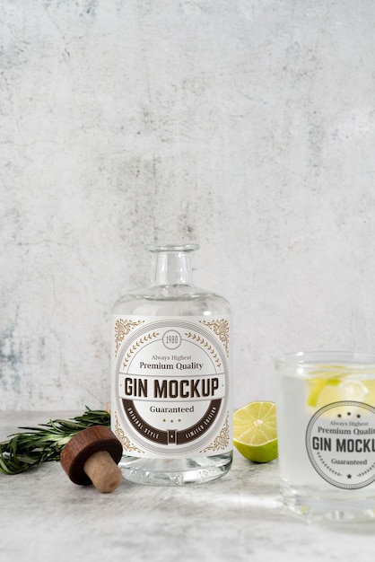 Gin bottlle labeling design mockup