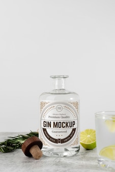 Gin bottlle labeling design mockup