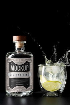 Gin bottlle labeling design mockup