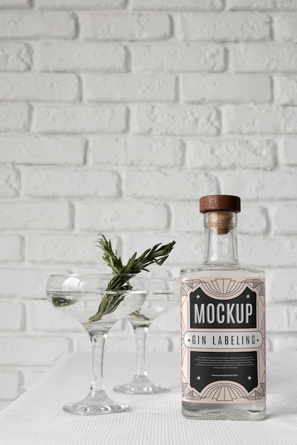 Gin bottlle labeling design mockup