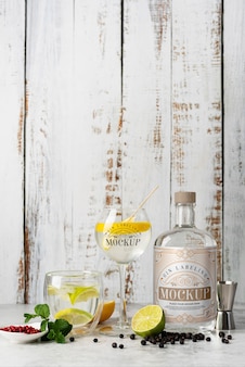 Gin bottlle labeling design mockup