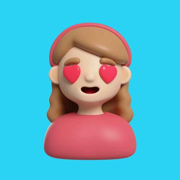 無料PSD 女の子のアバター絵文字 3d アイコン