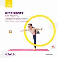 Free PSD girl balancing for kids sport template