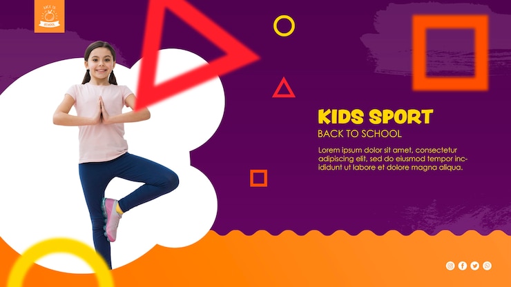 मुफ़्त PSD girl balancing for kids sport template