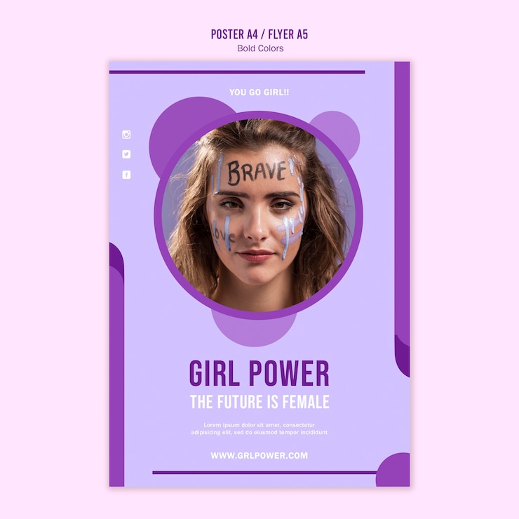 Free PSD girl power poster template