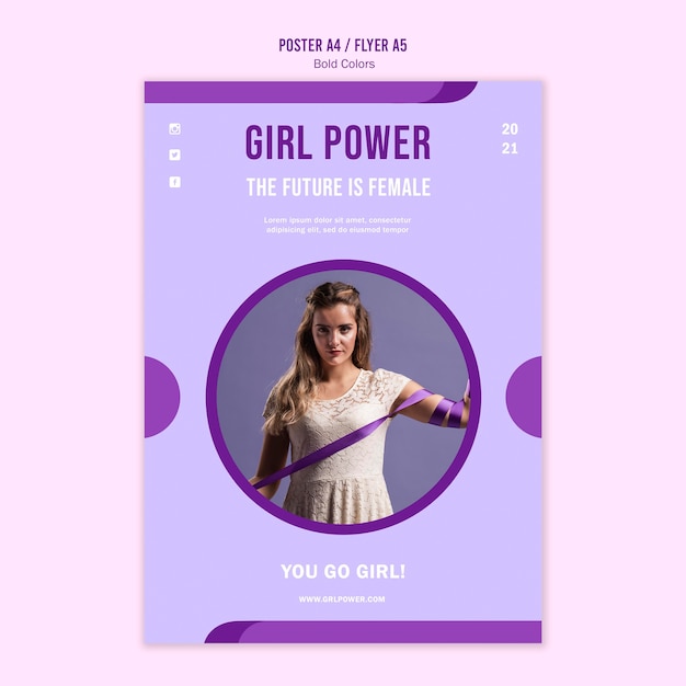 Бесплатный PSD Шаблон плаката girl power