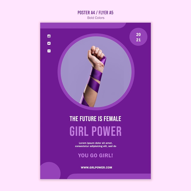 Free PSD girl power poster template