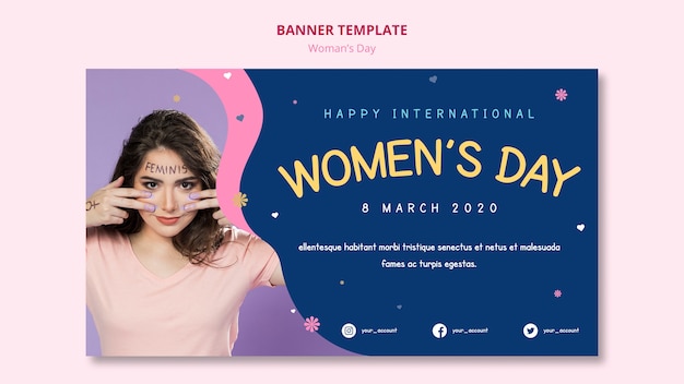 Free PSD girl with paint women's day banner template