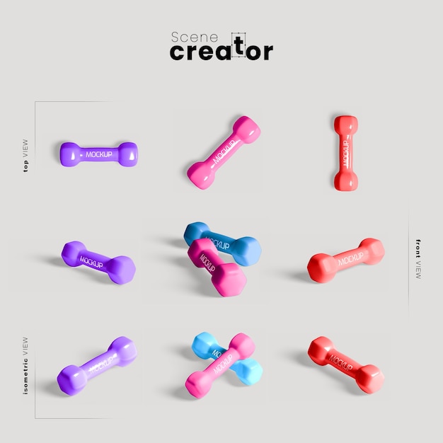 Girlish colorful weights mock-up