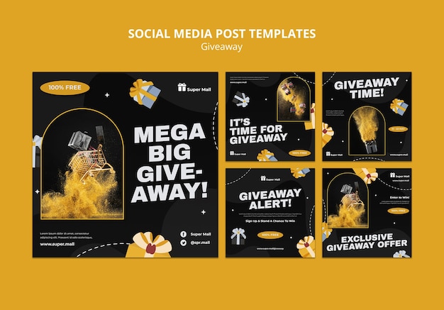 Giveaway instagram posts template design