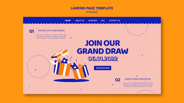 Giveaway landing page template design