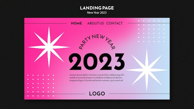 Free PSD glamorous new year celebration landing page