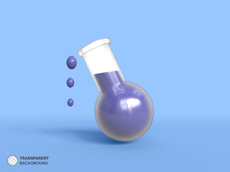 Free PSD glass beaker tube icon isolated 3d render illustration
