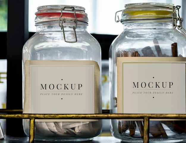 Glass container jar labels: Free PSD Template for Cafe, Coffee Shop, and Tea Shop