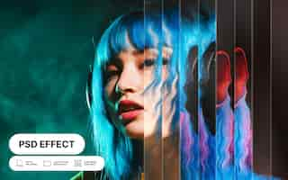 無料PSD glass distortion photo effect