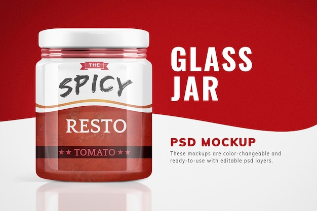 免费PSD玻璃罐模型PSD，食品包装和品牌
