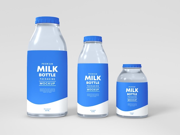 Мокап упаковки стеклянной бутылки для молока