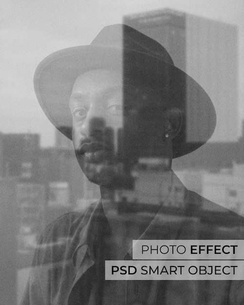 PSD gratuito effetto foto riflesso vetro