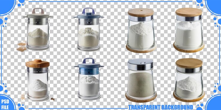 Free PSD glass storage jars for kitchen organization