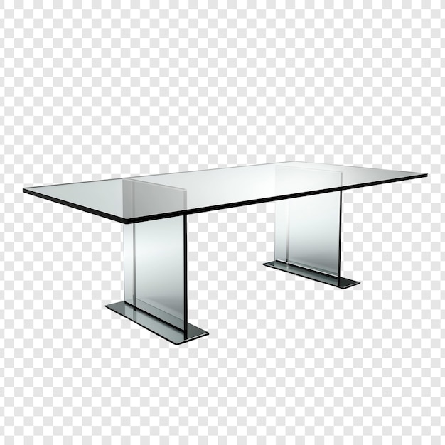 Free PSD glass table isolated on transparent background