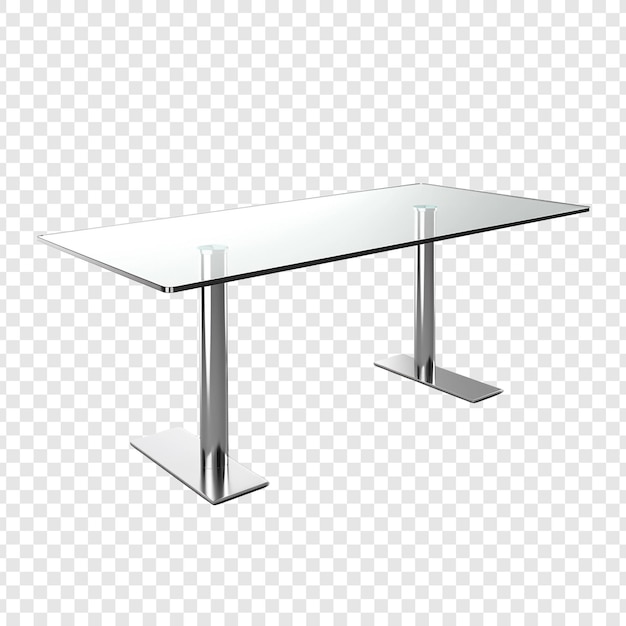 Free PSD glass table isolated on transparent background