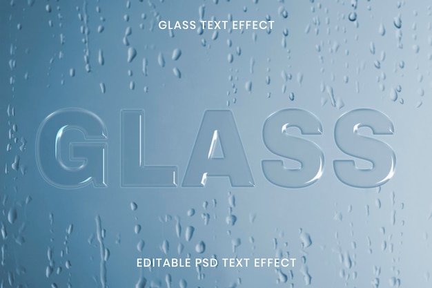 Glass text effect psd editable template