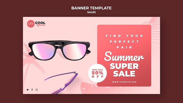 Free PSD glasses sales banner template